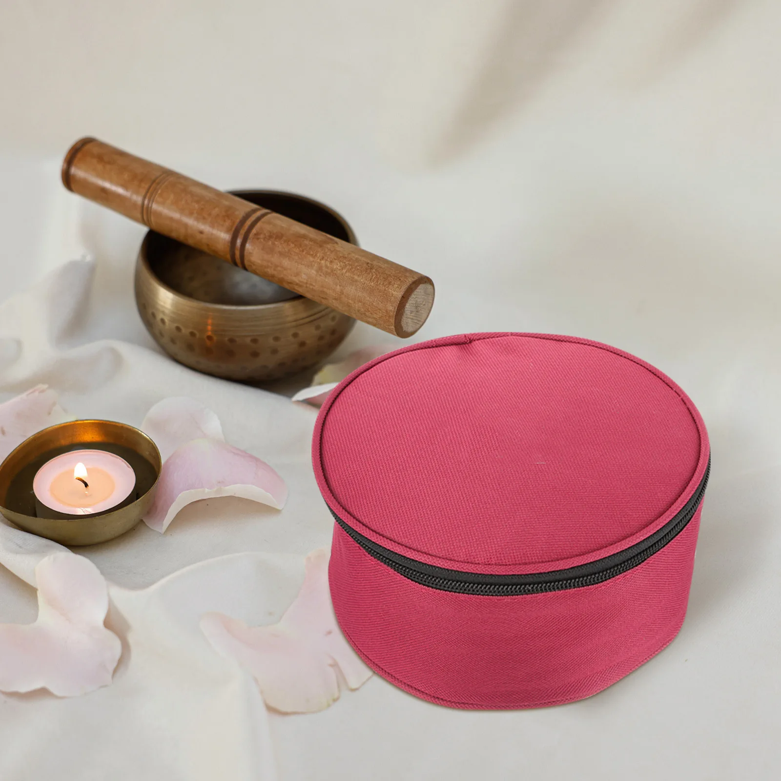 Sac de bol chantant tibétain, mallette de rangement compacte, fermeture éclair lisse, support de bol de méditation Portable, accessoire petit