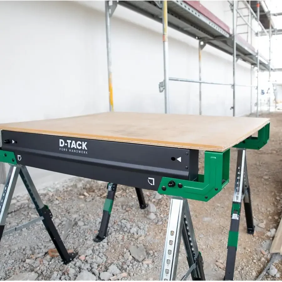 2 soportes de trabajo, multifuncionales, marco de sierra de altura ajustable, soporte metálico con revestimiento antideslizante, soporte plegable con loa.