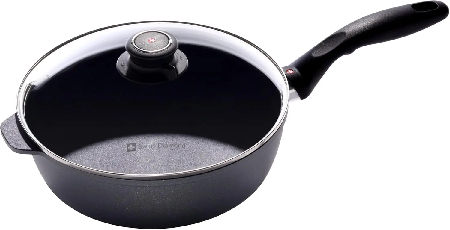 

Swiss Diamond 3.2 Quart Nonstick Saute PanDiamond Coated Aluminum 9.5 Inch Saute Pan with Lid Dishwasher and Oven Safe Saute Pan