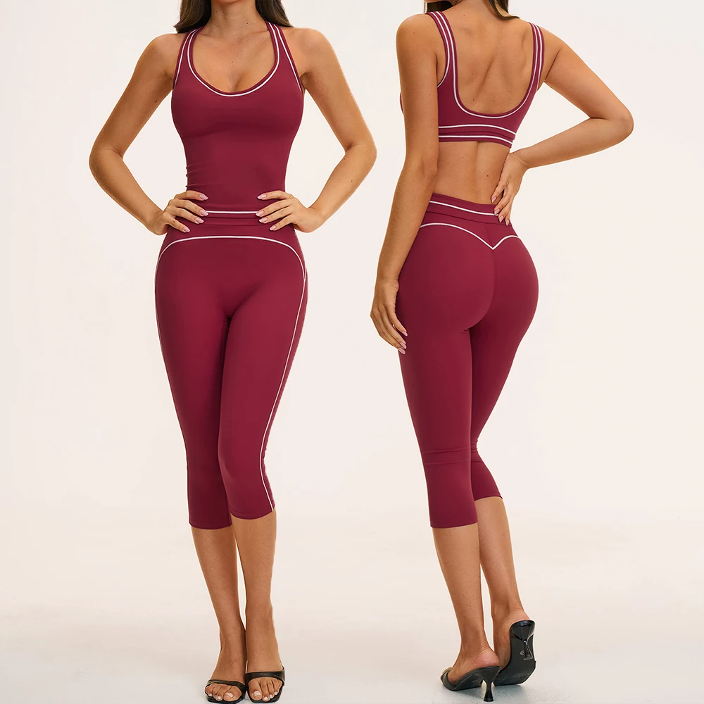 2 Pieces Yoga Set Women's Tracksuits Workout Outfits High Waist Capri Shorts Sports Bra Suit Female Gym Fitness Yoga Clothes