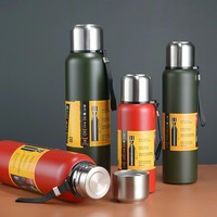 Sports Water Bottle Stainless Steel Thermos Cup Large Capacity Vacuum Flask Portable Insulated Tumbler with Rope 500/1000/1500ml