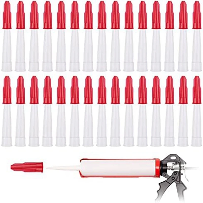 30 Pieces Plastic Caulk Nozzles Caulk Gun Replacement Caulk Saving Cover Caulk Nozzles Applicator