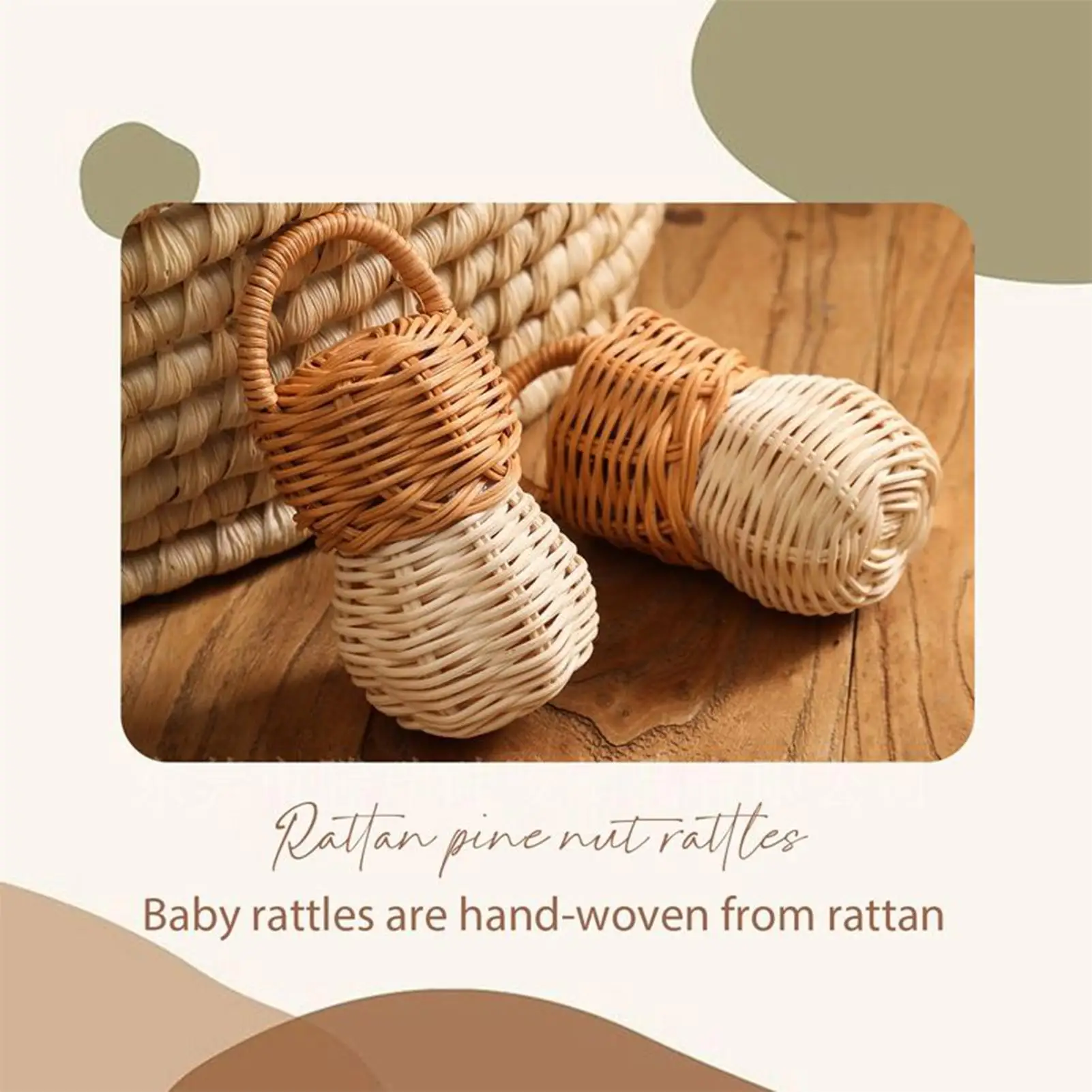 Sonagli per neonati Campana in rattan Giocattoli lenitivi Sonagli a mano Campana naturale sicura Gioco per lo sviluppo sensoriale per il gioco del bambino