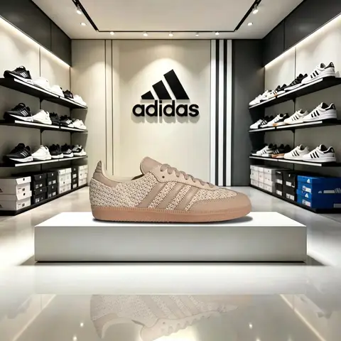 Adidas Originals Samba Crochet Pack Fabric, Simple and Comfortable, Low-Top Sneakers for Women, Brown JR9446