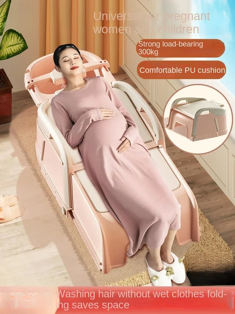 Children can fold the shampoo bed and lie flat. Pregnant women have hair washing basin,  shampoo chair for adults and children.