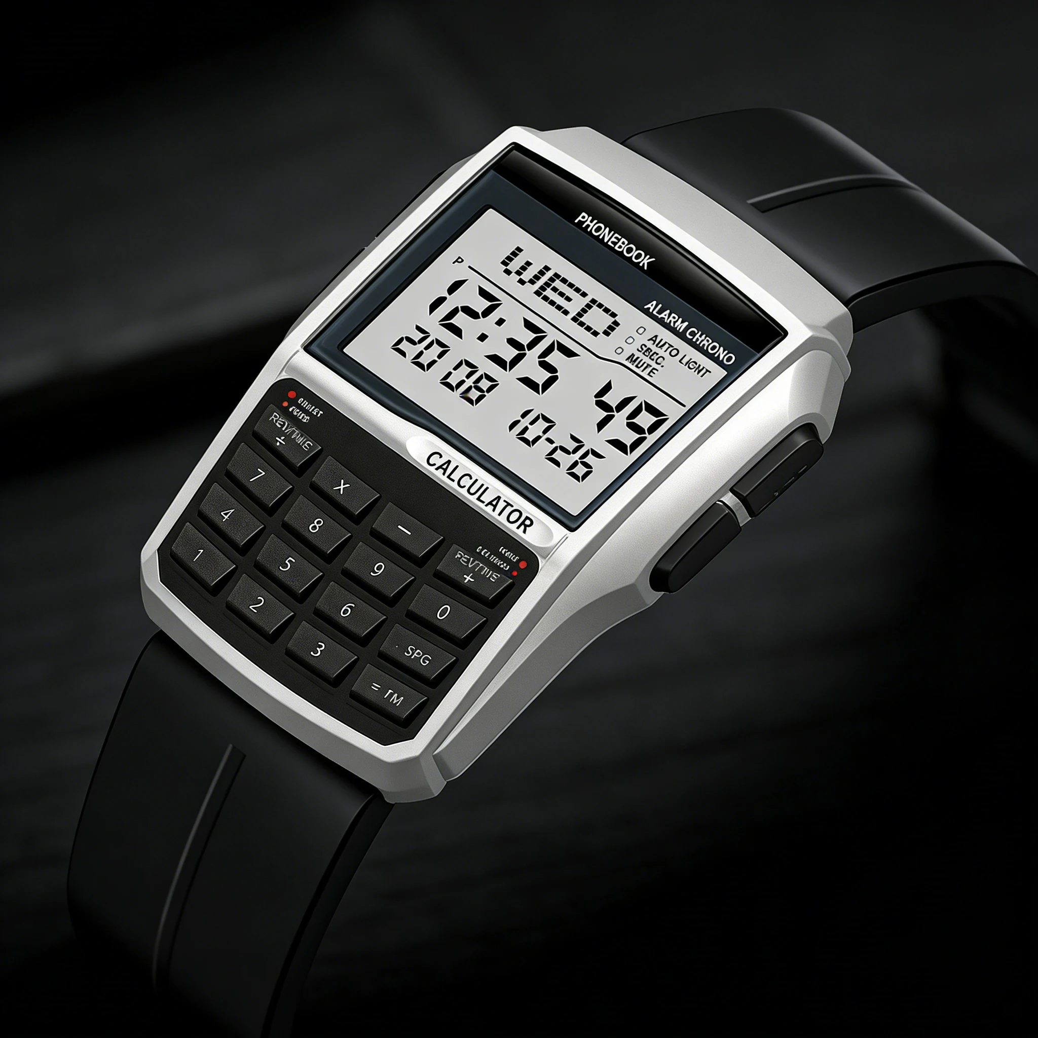 Multifunctional Men's Calculator Watch Fashion Silicone Strap Luxury LED Electronic Watch Digital Sports Watch Computer Style