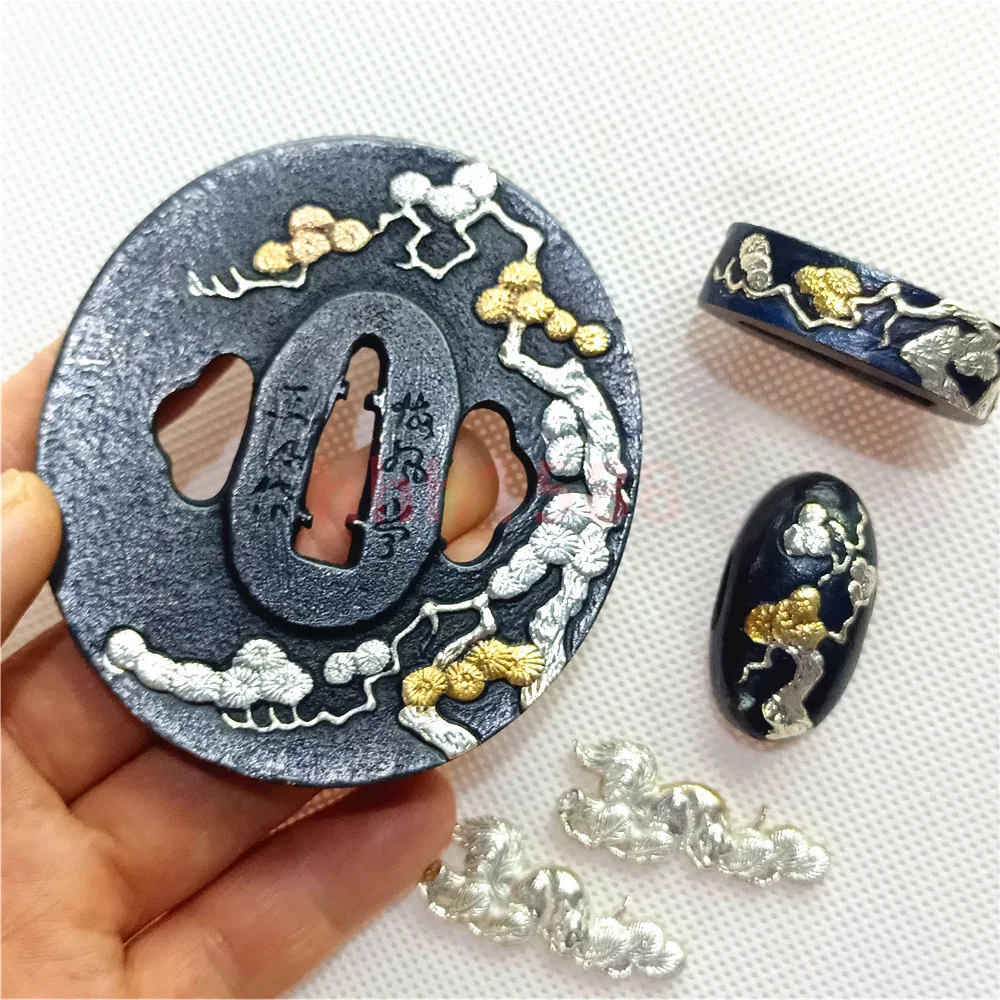 Unique Japan Katana Parts Copper Tsuba Brass Handguard Guard Fuchi Kashira Menuki For Japanese Samurai Sword Fitting Very Good ﻿
