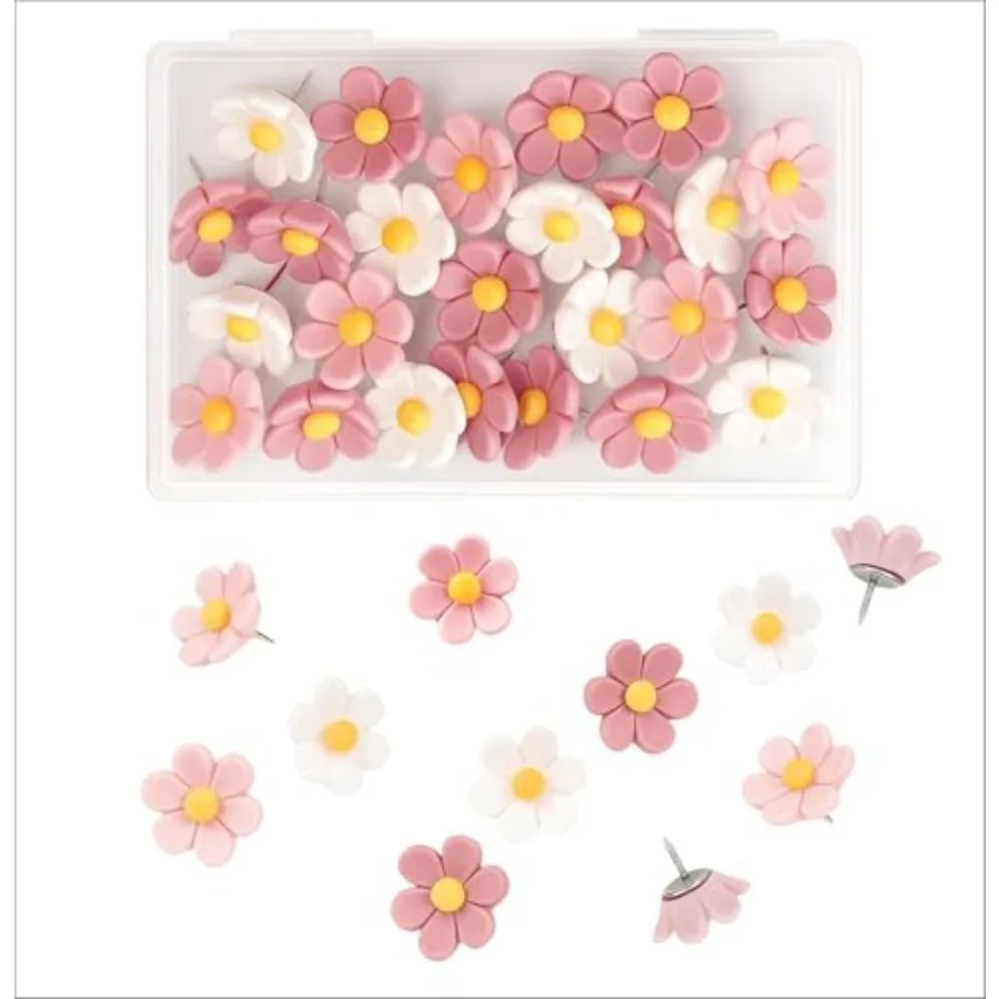 

Cute Decorative Flower Push Pins for Bulletin Board, Cork Board Thumbtacks for Classroom, Home Office