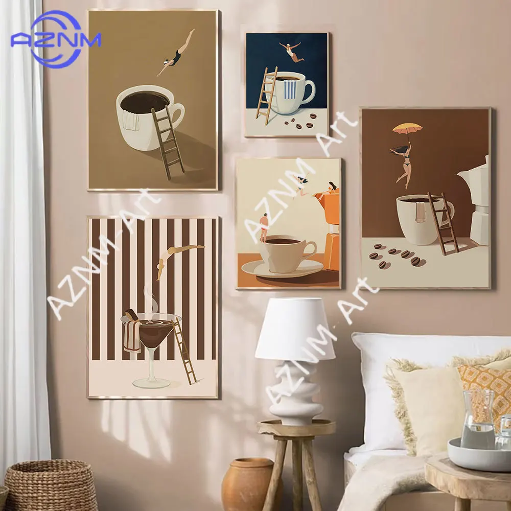 Coffee Diver Leinwanddrucke, Küche, Guten Morgen Kaffee, Wandkunst, Poster für modernes Wohnzimmer, Heimdekoration, Geschenke für Kaffeeliebhaber