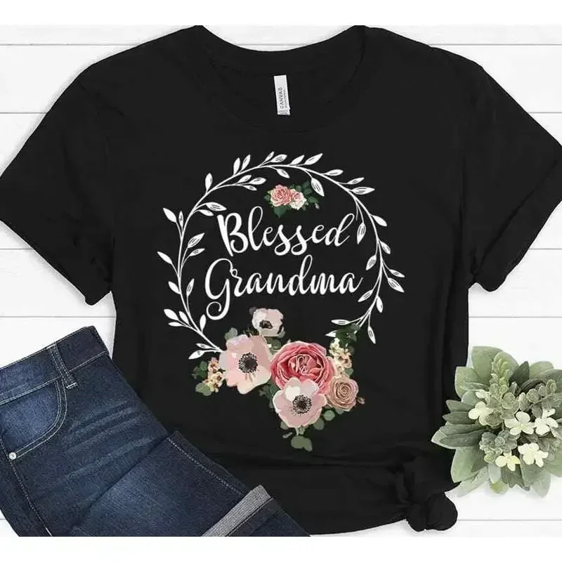 Blessed Grandma Floral Heart Mother s Day Christmas Birthday T shirt