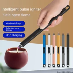 USB Creative Electronic Cigarette Lighter Arc Ignition Hook Design Safety No Open Flame Candle Aromatherapy Kitchen Lighter