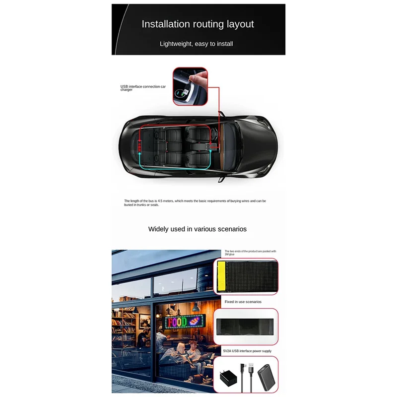 B27B LED Matrix Panel Programmierbare Flexible Bildschirm IP65 Display Animation Nachricht Scrollen Zeichen APP Steuerung Autos Shop Bar