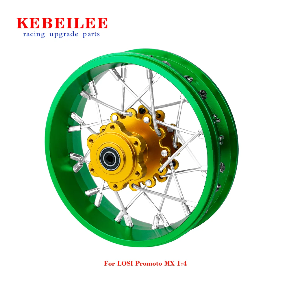 KEBEILEE CNC Aluminum Rear Wheel V2 For LOSI Promoto MX motorcycle  1:4 Green