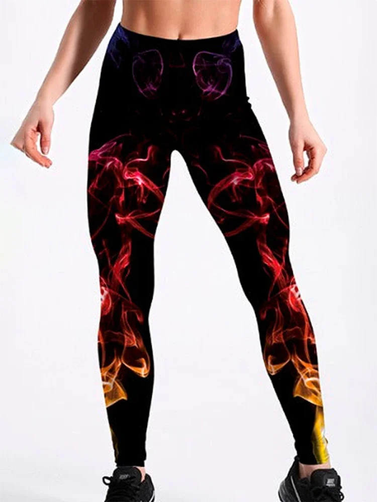 Skull Butterfly Smoke Gym Yoga Leggings Printed Sexy Casual Running Trousers Streetwear Trainer Fitness Elastic Women Clothing