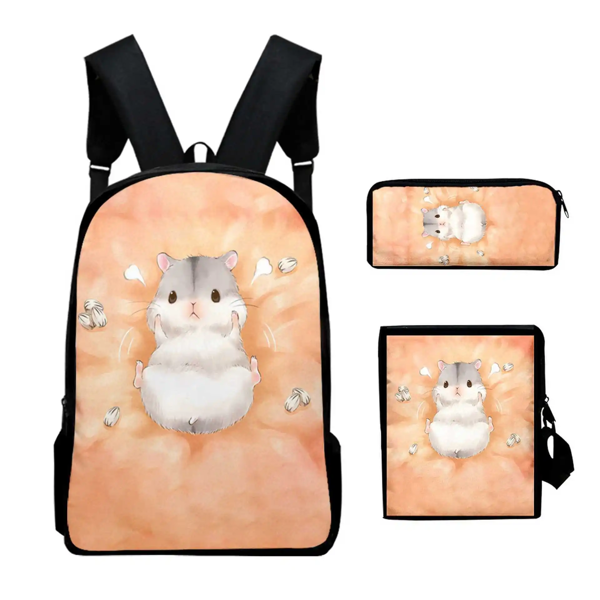 Classic Popular Novelty mouse 3D Print 3pcs/Set pupil School Bags Laptop Daypack Backpack Inclined shoulder bag Pencil Case