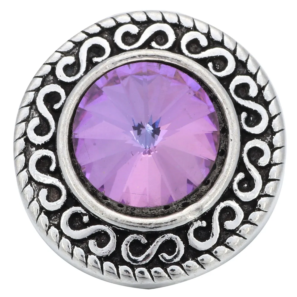 5pcs/lot New Snap Jewelry Purple Color Mixed Rhinestone 18mm Metal Snap Buttons Fit Snap Bracelet Bangle Ginger Charms