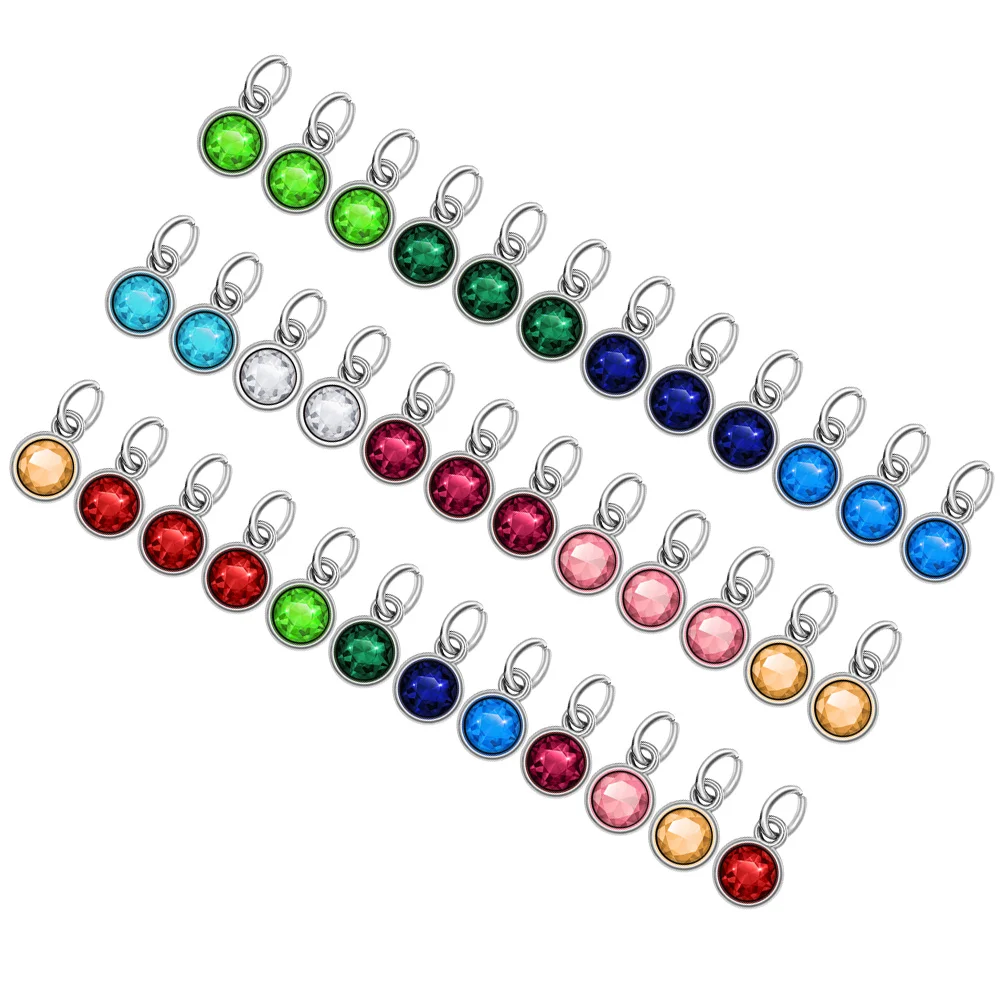 

36 Pcs Steel Birthstone Pendant Trendy Charms for Jewelry Making Stainless Rhinestone Bead