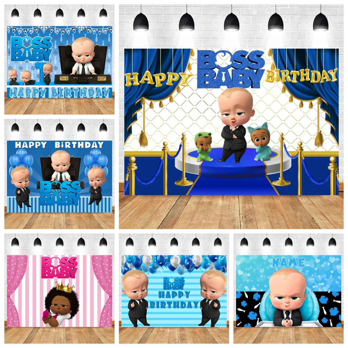 

Boss Baby Theme Backdrop Girl Boy Birthday Party Children's Room Decoration Photography Background Custom Name Poster Banner