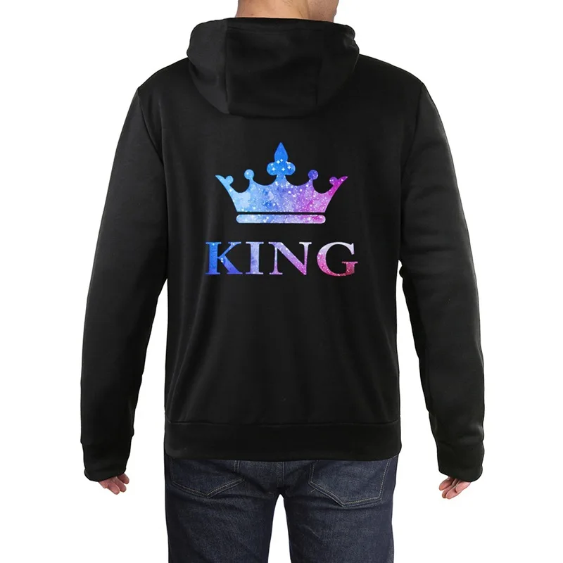 Lover Hoodies Printing QUEEN KING Couple Sweatshirt Plus Size Hooded Clothes Hoodies Women