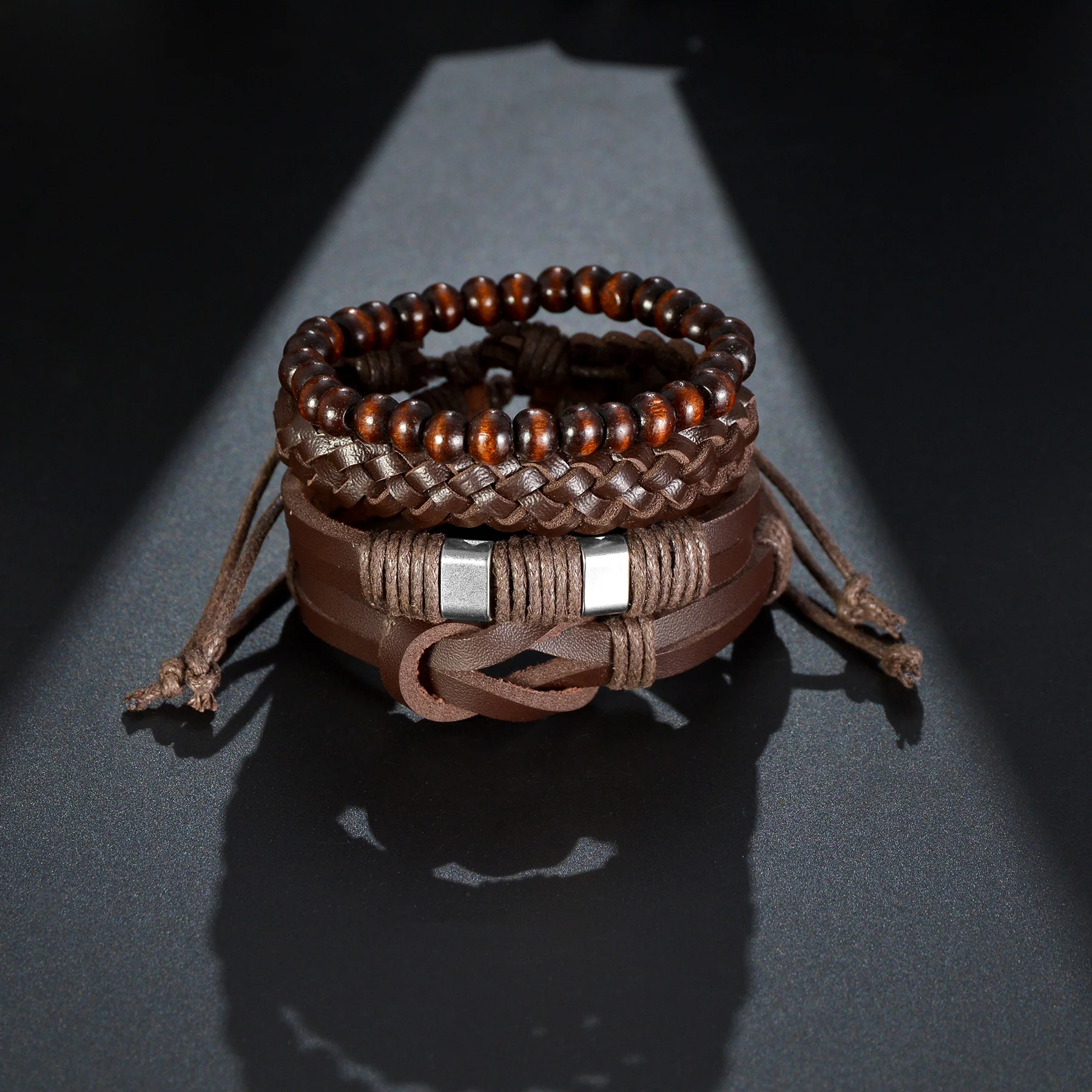 MeMolissa Vinatge Gothic Punk Braided Wrap Leather Bracelets for Men Scorpion Life Tree Wood Beads Ethnic Tribal Wristbands
