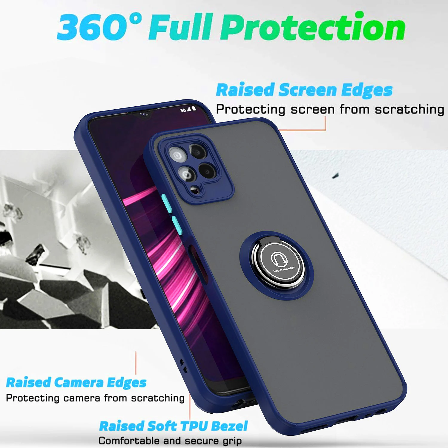 Magnetic Metal Ring Holder TPU Bumper Shockproof Case For T-Mobile Revvl 6 Pro 5G Back Cover Coque Fundas Hard Plastic Shell