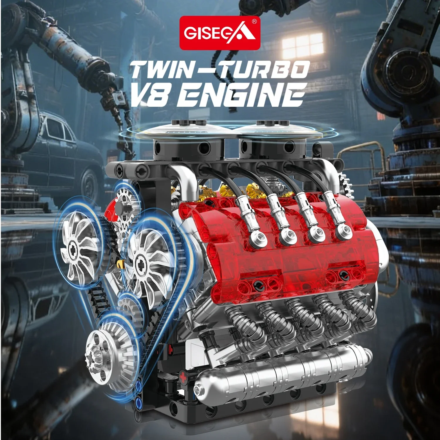 548PCS New Blocks Toy V8 Twin-Turbo Electric Engine Building Block Motor Drive Boy Assembly Model Bricks USB Charging Edition - view 4
