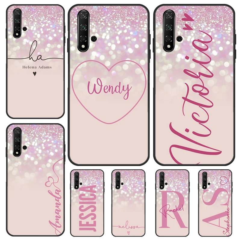 Personalised  initials name shiny Case For Huawei Nova Y90 Y70 Y61 Y60 9 10 SE Nova 5T 11i 8i 7i 3i P20 P40 P30 Lite P60 Pro