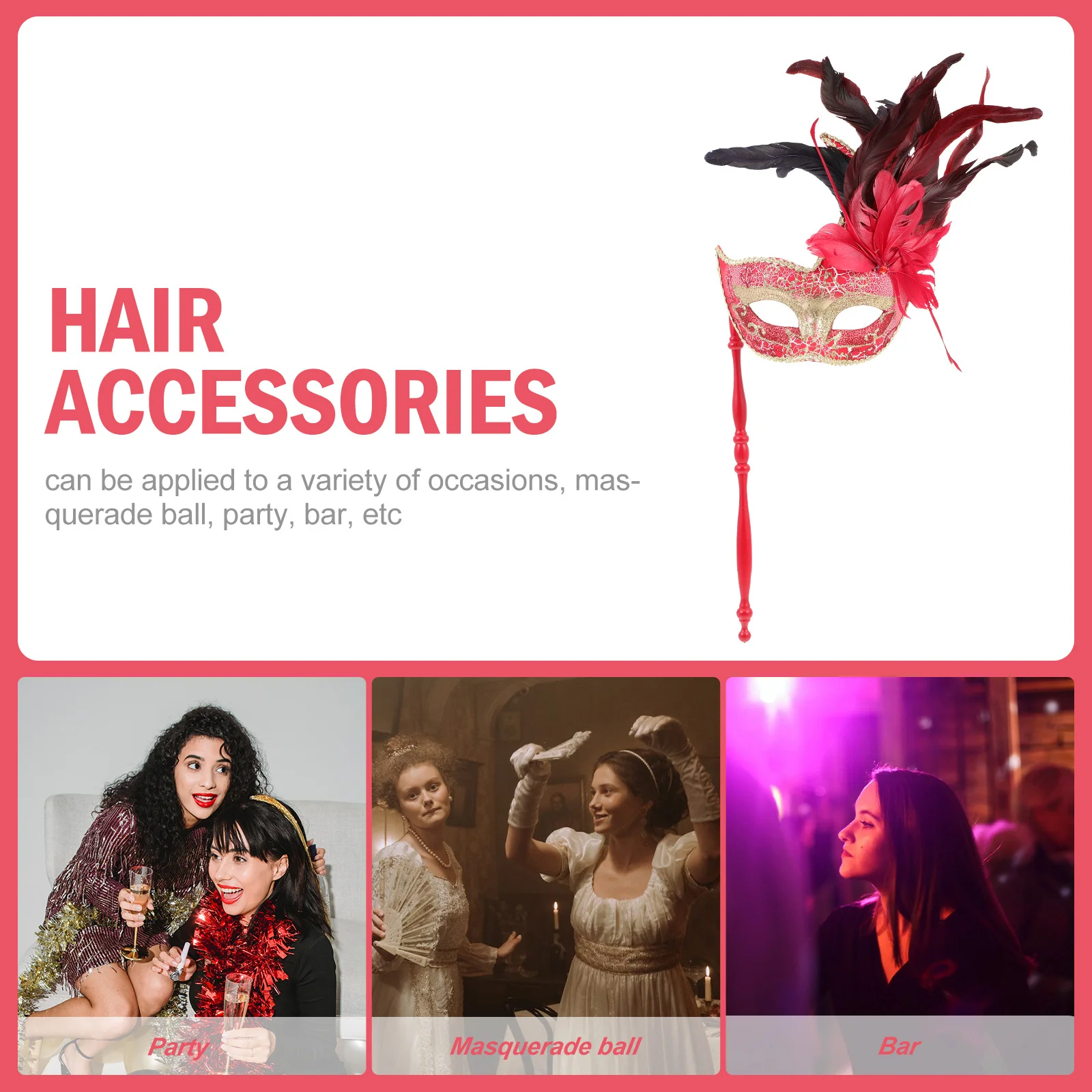 

Masquerade Mask on Stick Halloween Cosplay Party Costume Decoration Performance Prop Chic Accessory Party Decor Mask