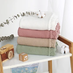 Newborn Baby Bedding Blanket Knitted Infant Boys Girls Comfortable Stroller Swaddle Wrap Plaid 90*70cm Toddler Solid Sleep Stuff