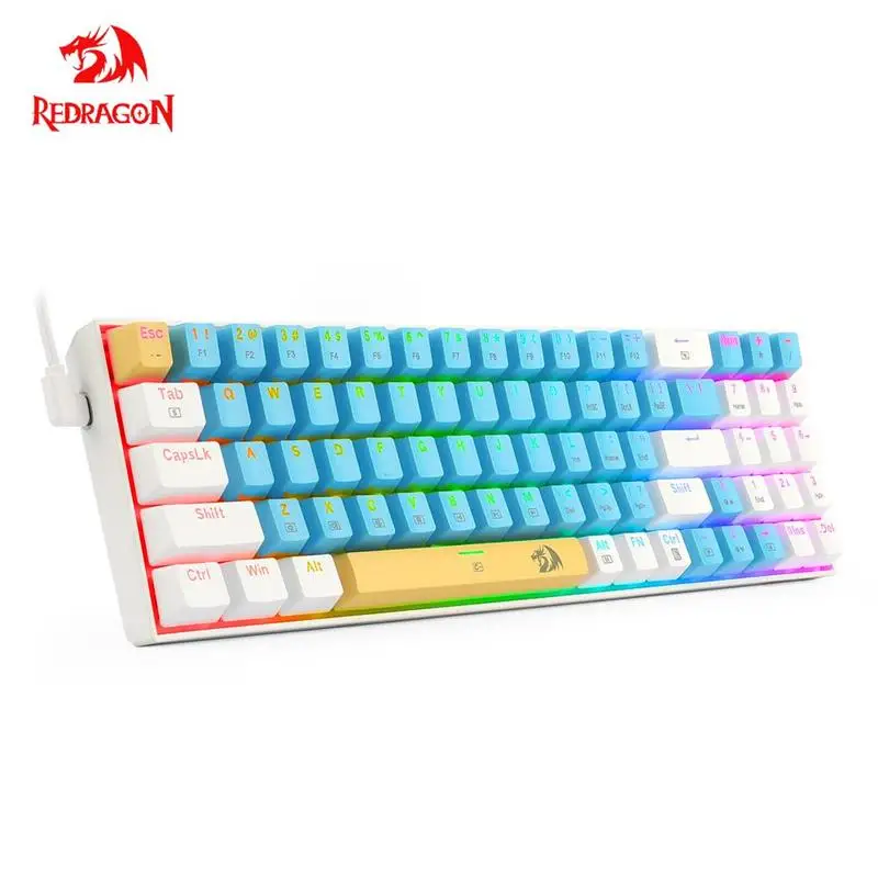 REDRAGON K688 RGB USB мини-механическая игровая клавиатура синий, красный переключатель 78 клавиш проводной геймер для компьютера, ПК, ноутбука
