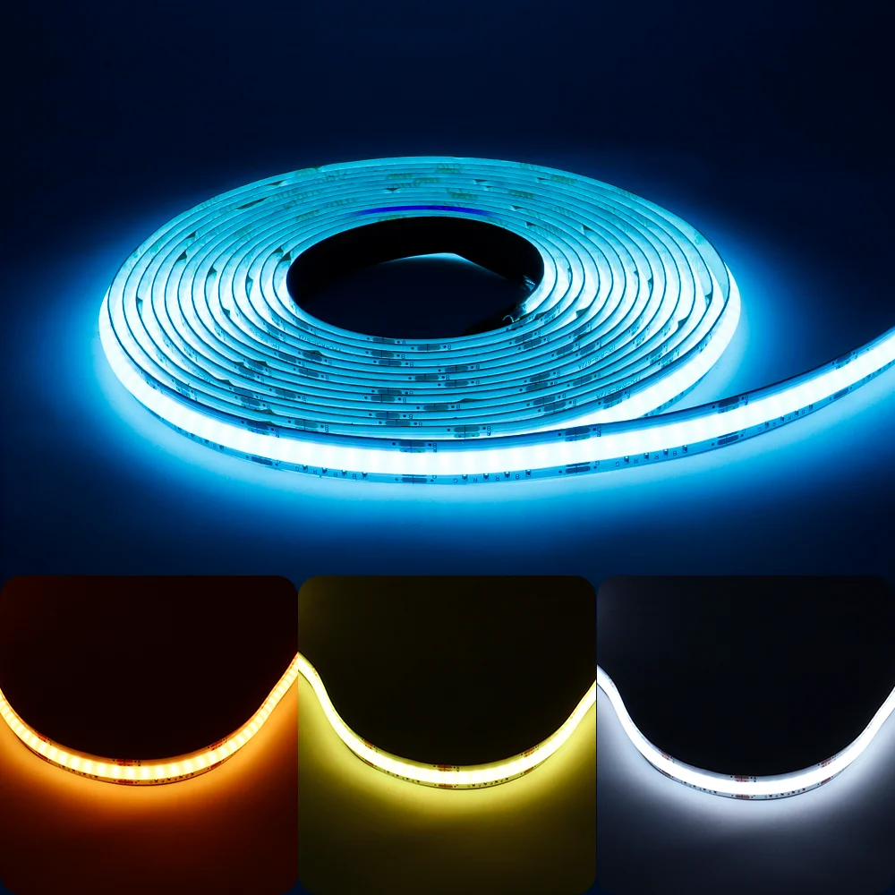 

RGB COB LED Strip Light DC24V 672 Leds/M LED High Density Flexible Full Color COB Led Light RA90 Linear Dimmable