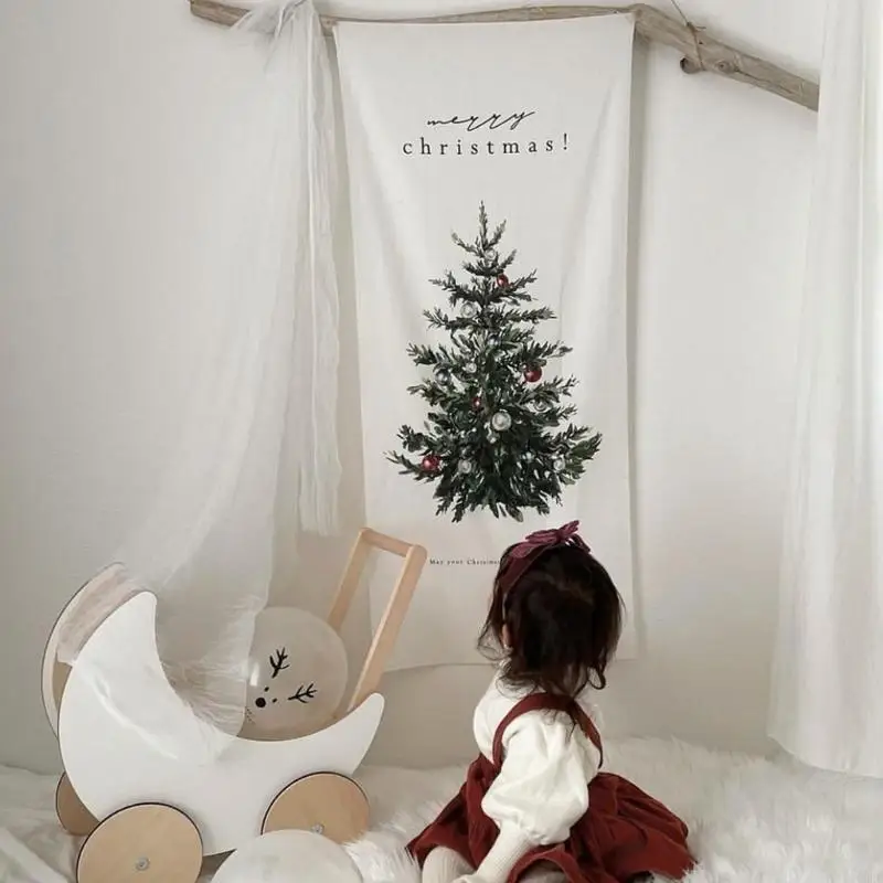 62KD Christmas Tree Background Cloth Photo Props 2024 Wall Tapestry Poster Decoration