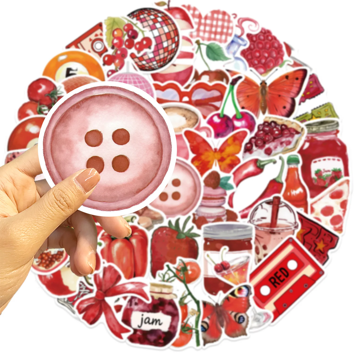 50 pièces cerise centre-ville rouge dessin animé autocollants INS Style Graffiti décoration bricolage réfrigérateur ordinateur portable guitare voiture vélo Skateboard jouet décalcomanies