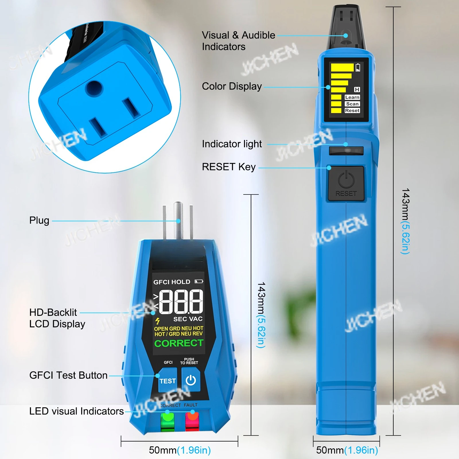 

CBF01 Цифровой выключатель переменного тока 90-120 В с цифровым приемником и тестером цепей GFCI