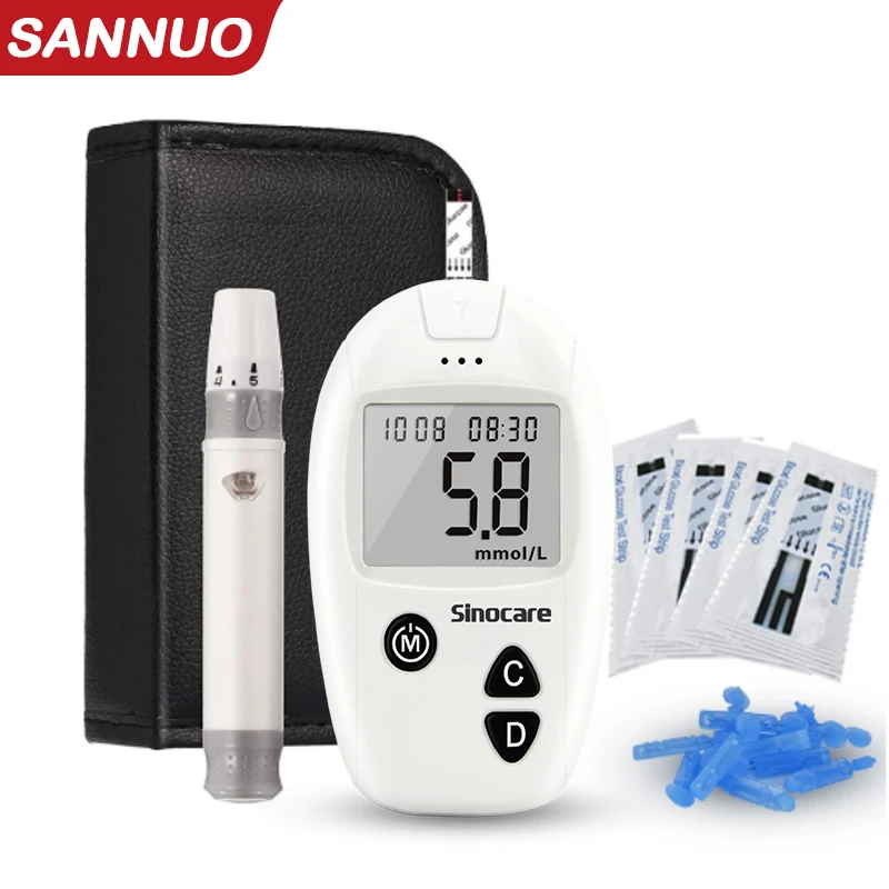 

Sincoare SANNUO Blood Glucose Meter Safe-accu Glucometer Kit 50/100 Test Strips Lancets Diabetes Tester Blood Sugar Monitor