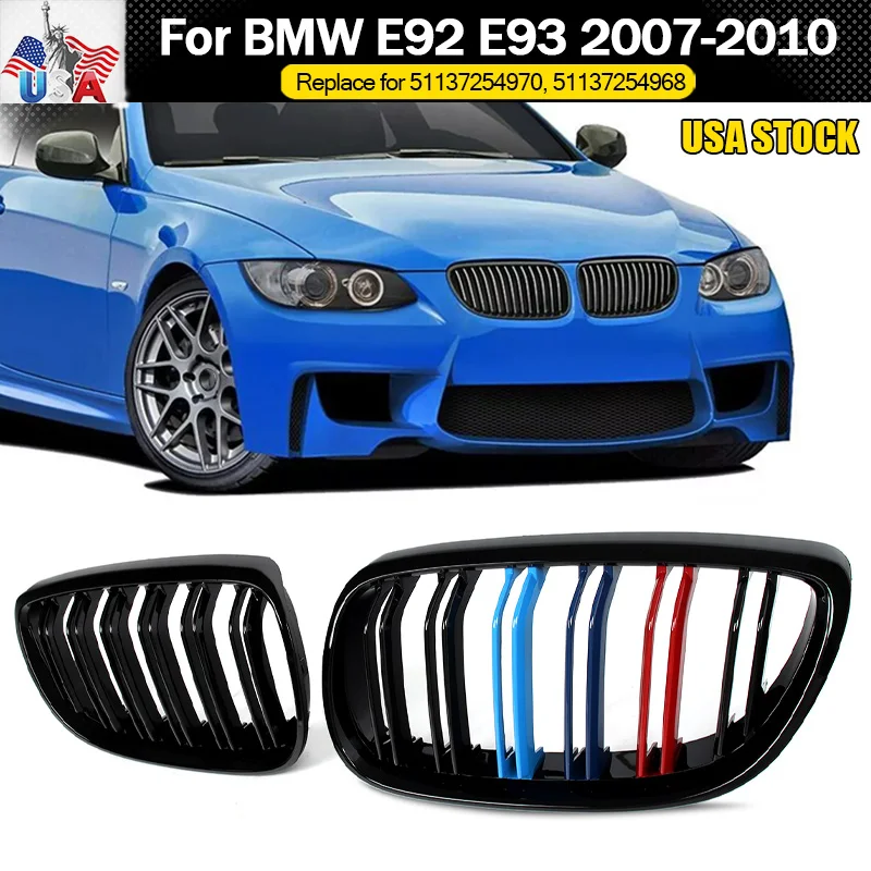 Gloss Black M-Color Front Grille for BMW E92 E93 M3 335i 328xi 335xi Coupe 2006-10 Car Front Grille Grill Racing Upper Grilles