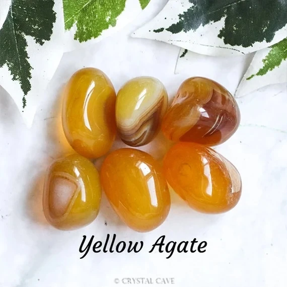 Crystal Stone Bag Natural Polished Yellow Tumble Stone Pocket Crystal Gravels Presents