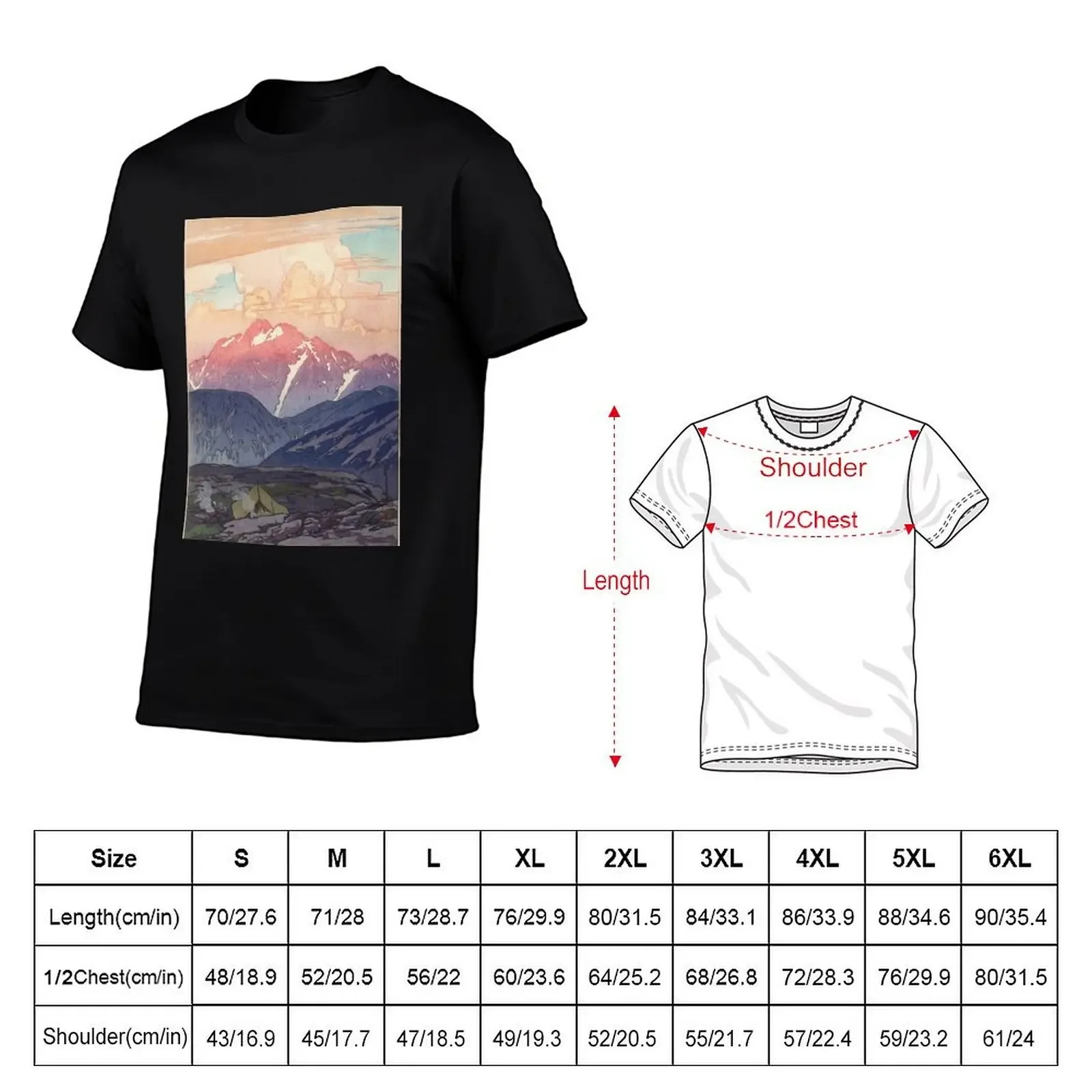 Japanese Yoshida Mountain Art T-Shirt heavyweights anime figures graphic shirts Men's t-shirts