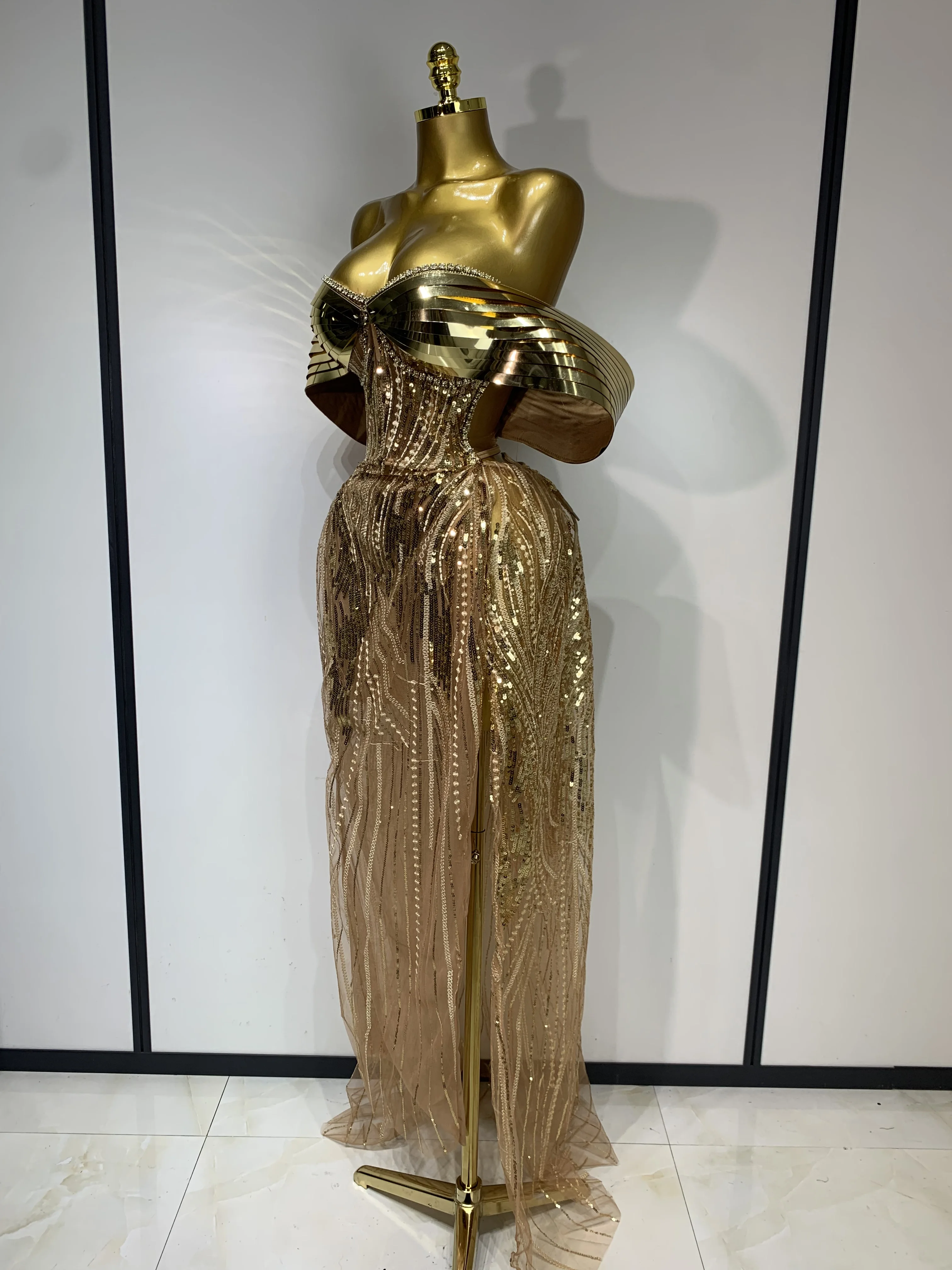gold dress costume Goddess Maxi Stunning Detail BLOOD SUPPLY Gold Steampunk Corset