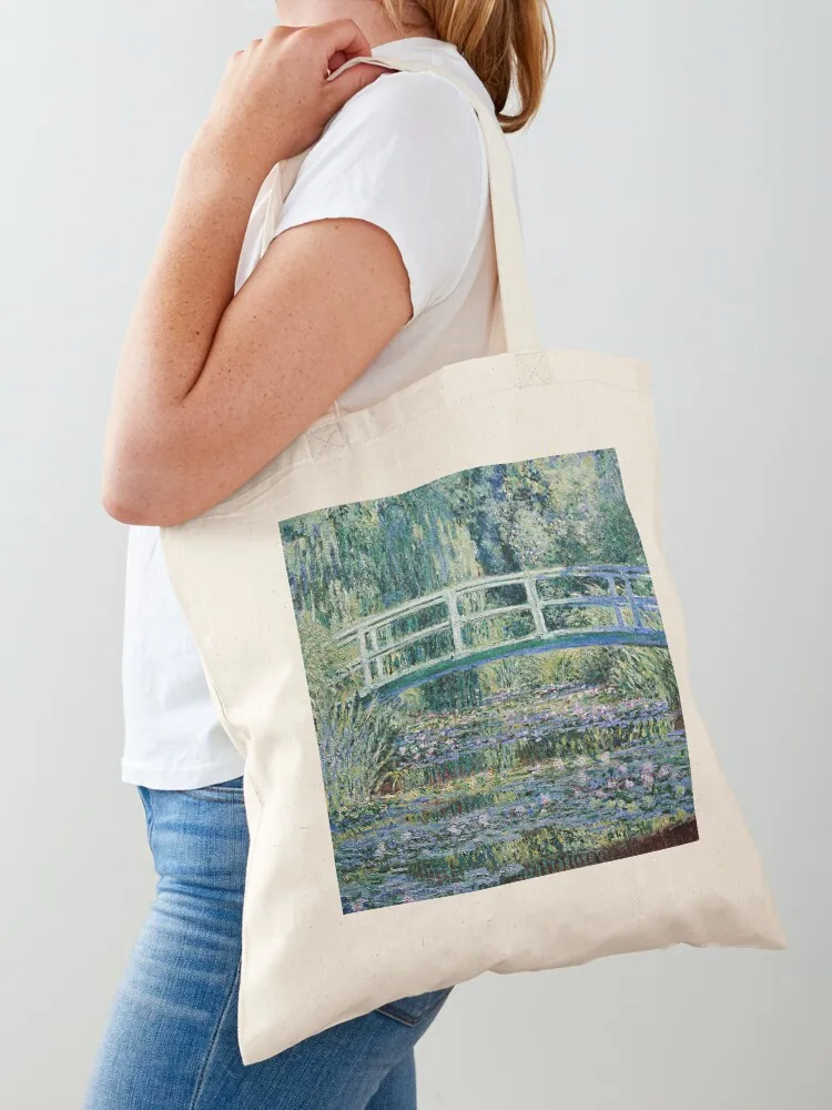 Claude Monet's Water Lilies and Japanese Bridge (1899) Tote Bag Woman shopper bag Handbags Canvas Tote Bag