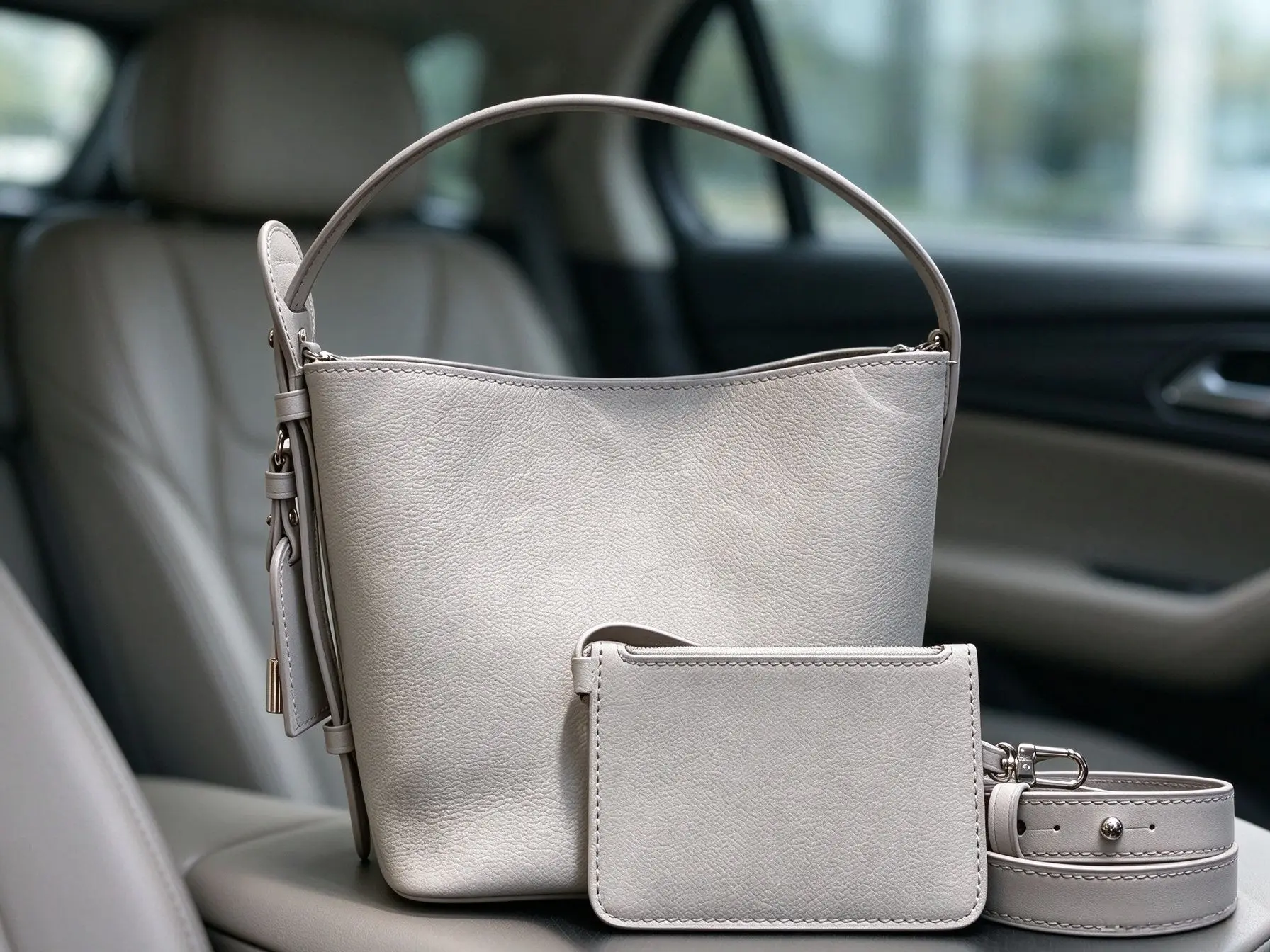 Vintage Solid Color Bucket Handbag for Women 2Pcs Set Casual Daily Shoulder Crossbody Bag