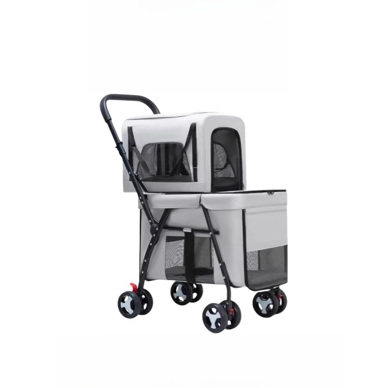 

Double-layer pet cart Lightweight foldable go out Small dog cat trolley
