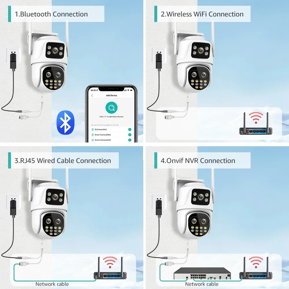 Imagem -06 - Câmera Wi-fi Externa de 9mp Tela Dupla Lente Dupla Rastreamento Automático Visão Noturna Colorida 6mp Câmera de Vídeo de Segurança Monitoramento Cctv