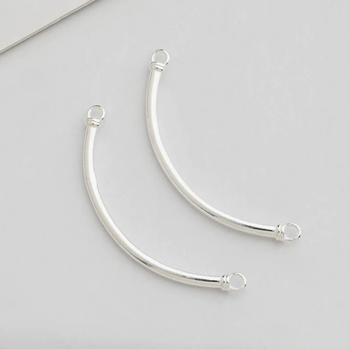 1pc Solid 925 Sterling Silver Half Bracelet Polished Curved Tube bead for Jewelry Making