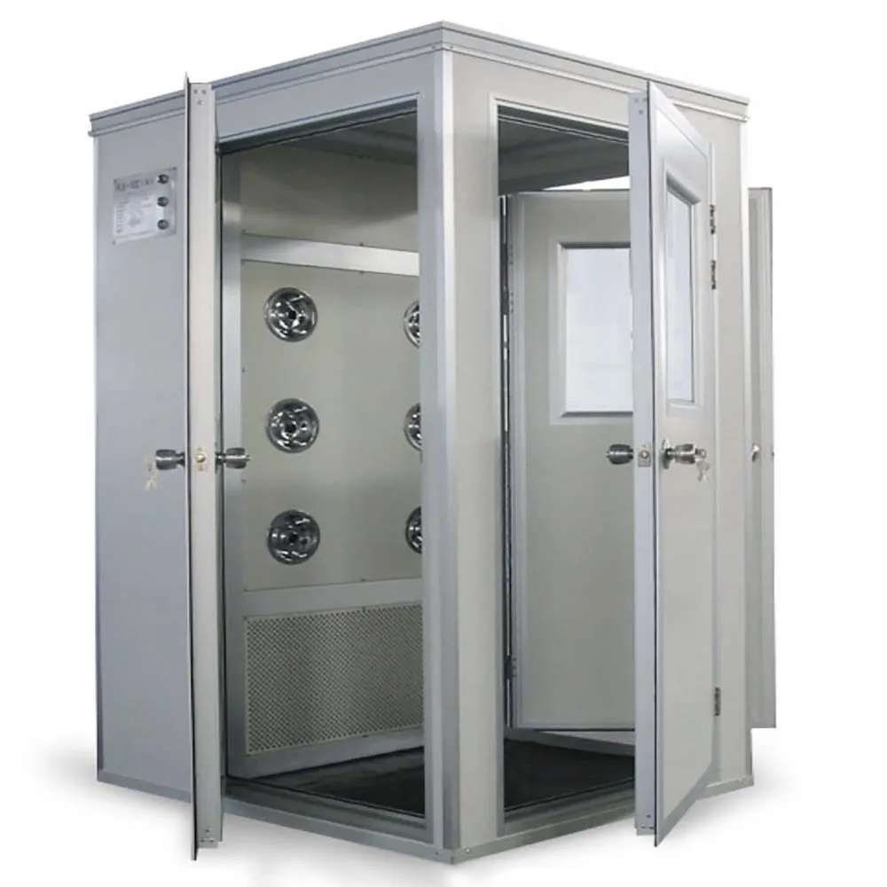 GMP غرف الأبحاث دش الهواء الفولاذ المقاوم للصدأ معدات تنظيف الهواء غرفة الاستحمام الهوائية الشخصية مع نظام التعشيق ورشة عمل خالية من الغبار