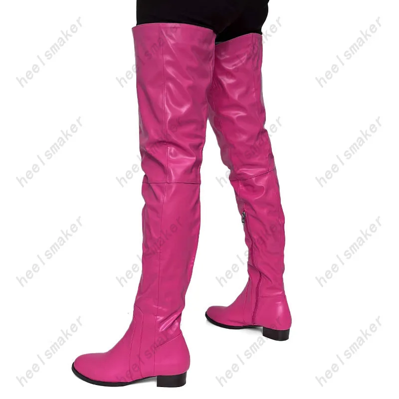 

Sukeia, женские зимние сапоги до бедра на заказ, черные повседневные туфли унисекс на массивном каблуке с круглым носком, женские размеры США 5-20