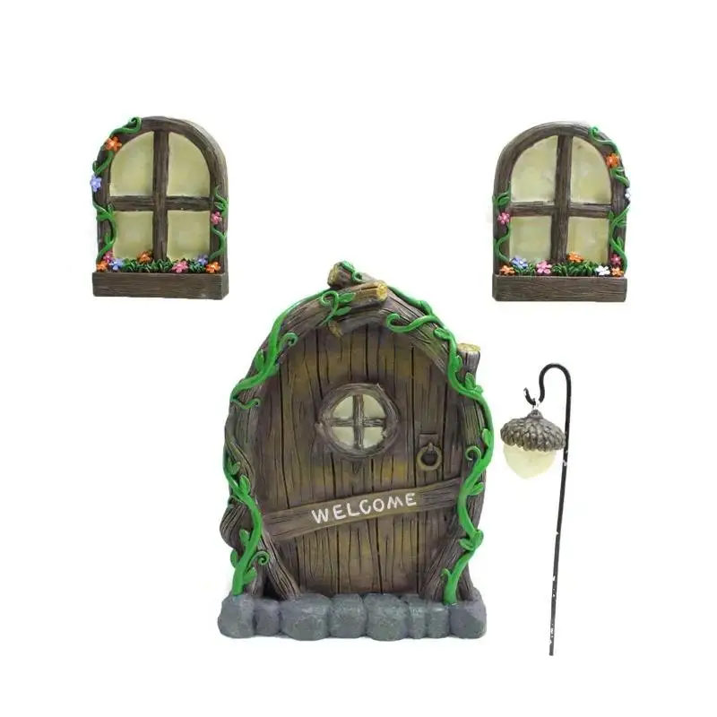 2026 Fairy Gnome Window Door Set Miniature Elf Pendant Creative Yard Art Outdoor Home Garden Decoration Home Garden Decoration