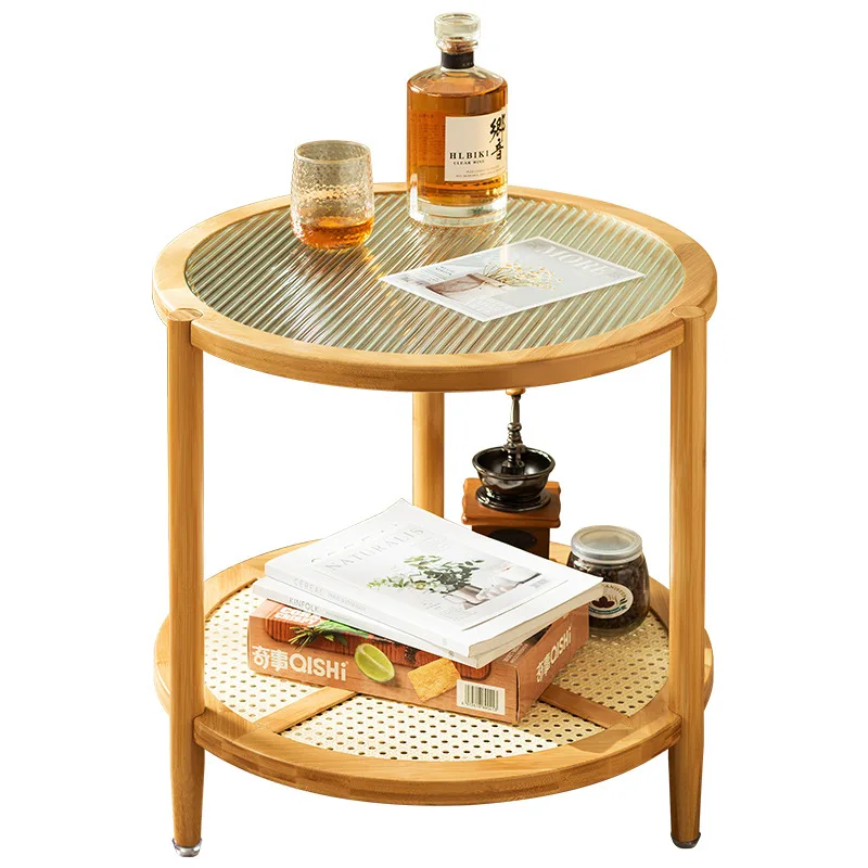 

Hall glass round coffee table minimalist style modern simple small apartment mobile