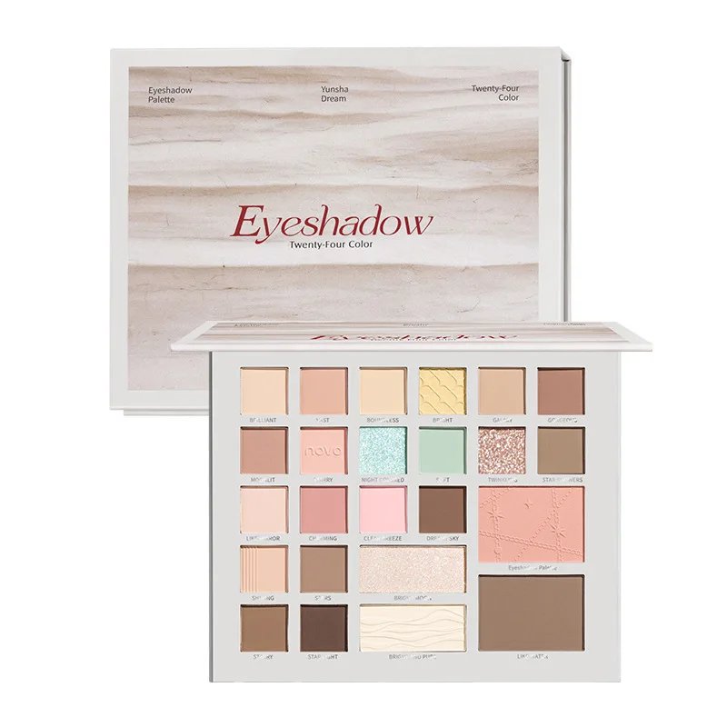 NOVO Cloud Dream 24-Color Comprehensive Eyeshadow Palette With Pearl, Matte, Highlighter, Blush, And Contour In One