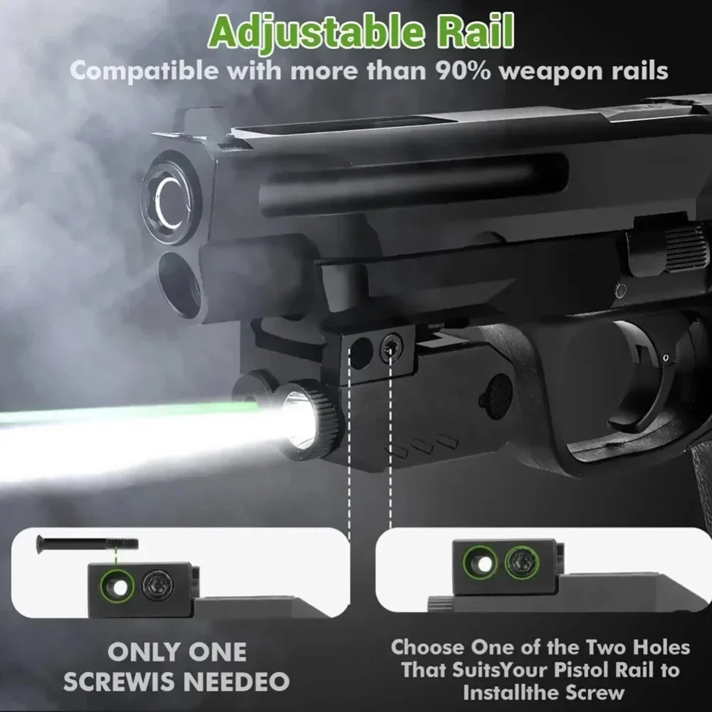 500 لومينز التكتيكية سلاح بندقية ضوء كومبو أحمر أخضر نقطة قابلة للشحن مسدس مصباح ليد جيب الصيد في الهواء الطلق يناسب 20 مللي متر السكك الحديدية